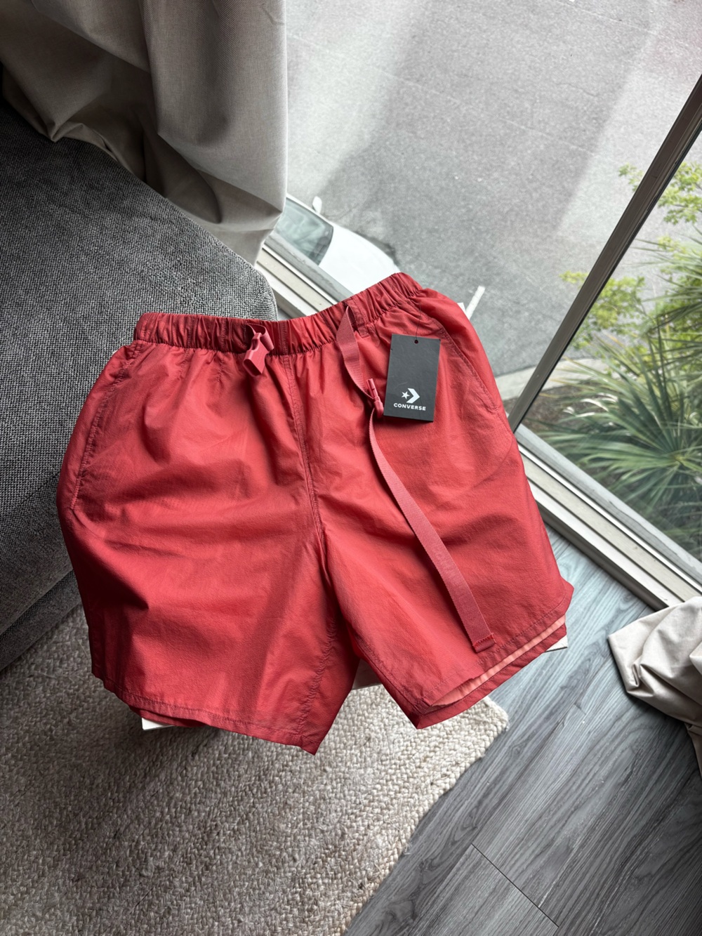 Converse Men's Coral-Red Athletic Shorts